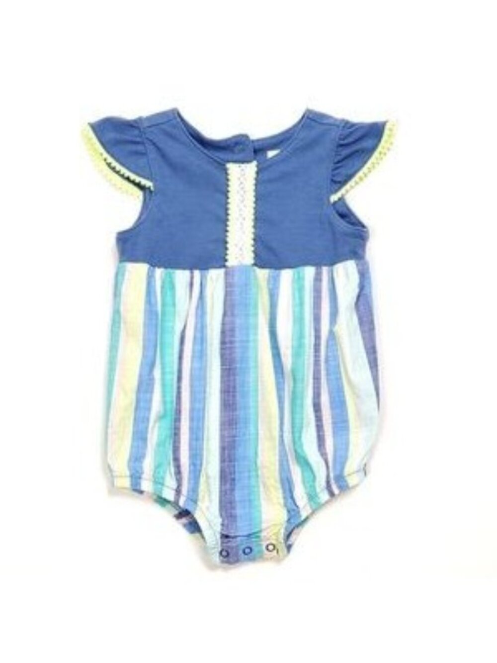 Cat & Jack Baby Girls 0/3M Striped Romper One Piece Blue & Green